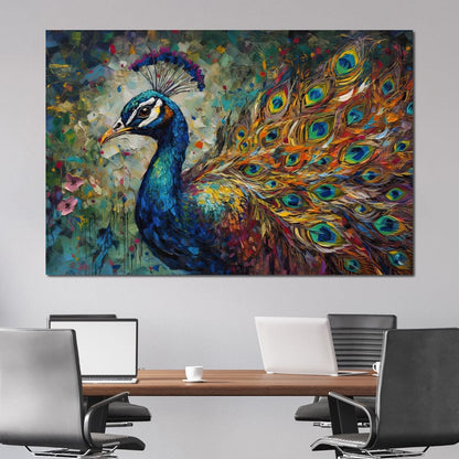 Celestial Peacock Canvas Wall Art