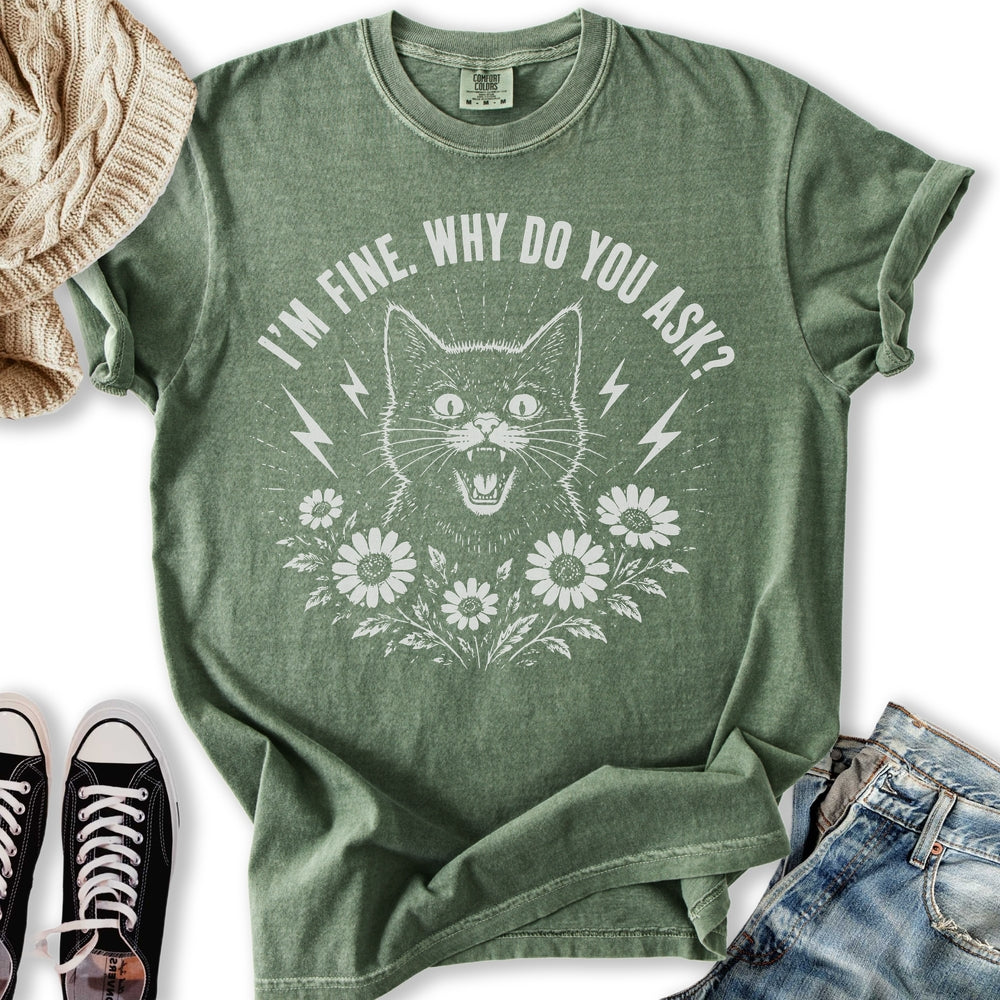 I'm Fine Black Cat Relaxed Tee