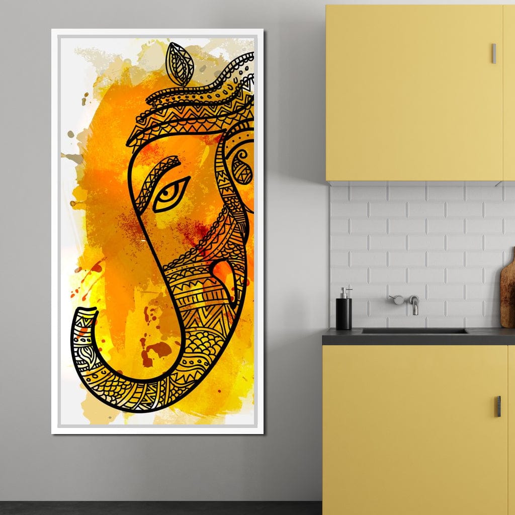 Lord Ganesha in Yellow Canvas Wall Art
