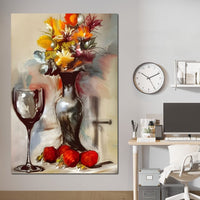 Abstract Wine & Flowers 02 Canvas Wall Art