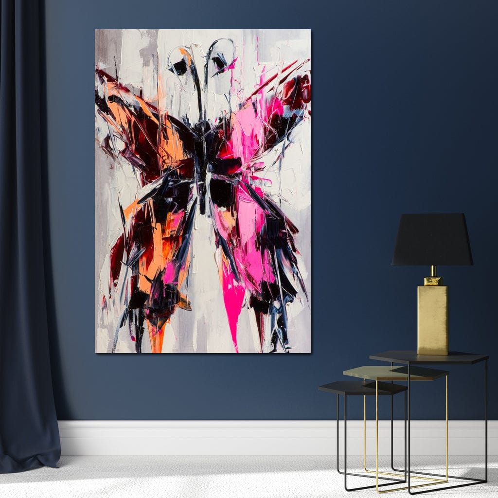 Orange & Pink Butterfly Canvas Wall Art