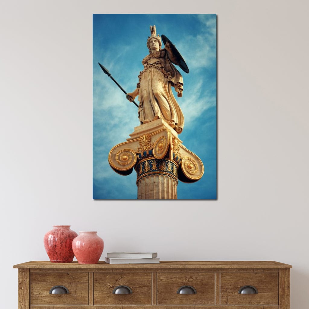 Athena Statue in Athens Canvas Wall Art