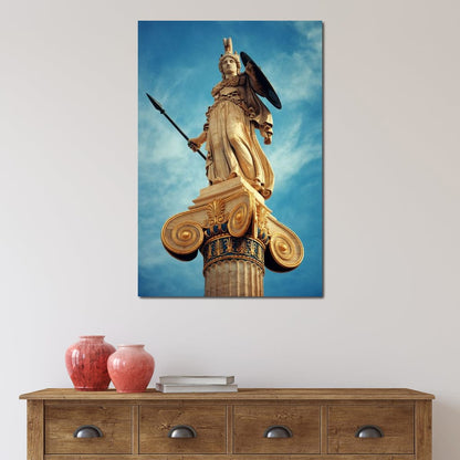 Athena Statue in Athens Canvas Wall Art