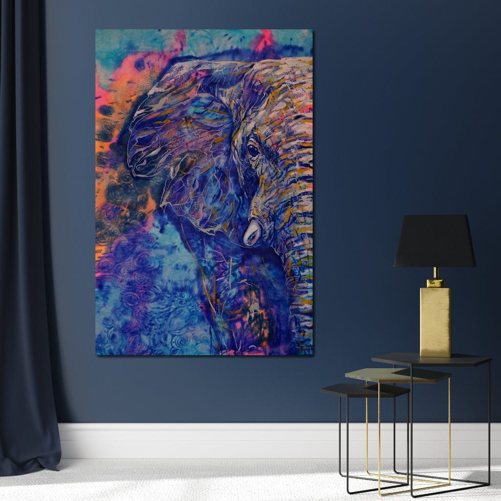 Blue Elephant Canvas Wall Art