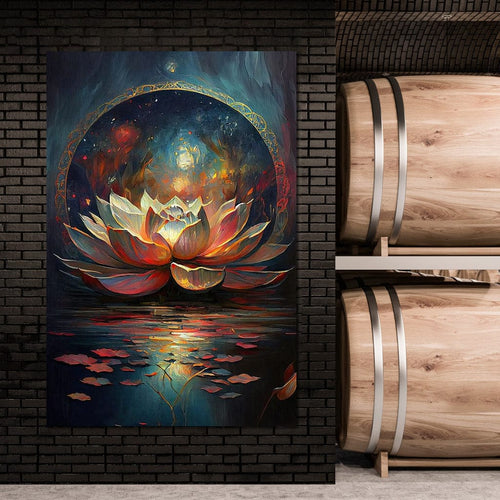 Midnight Lotus Flower Canvas Wall Art