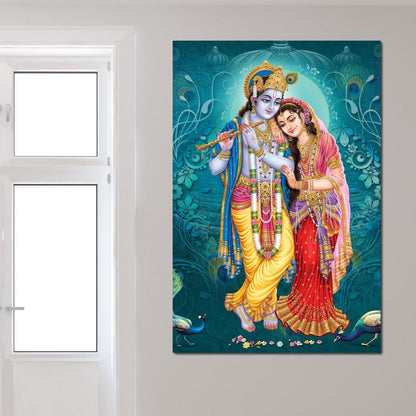 Radha & Krishna Couple Canvas Wall Art