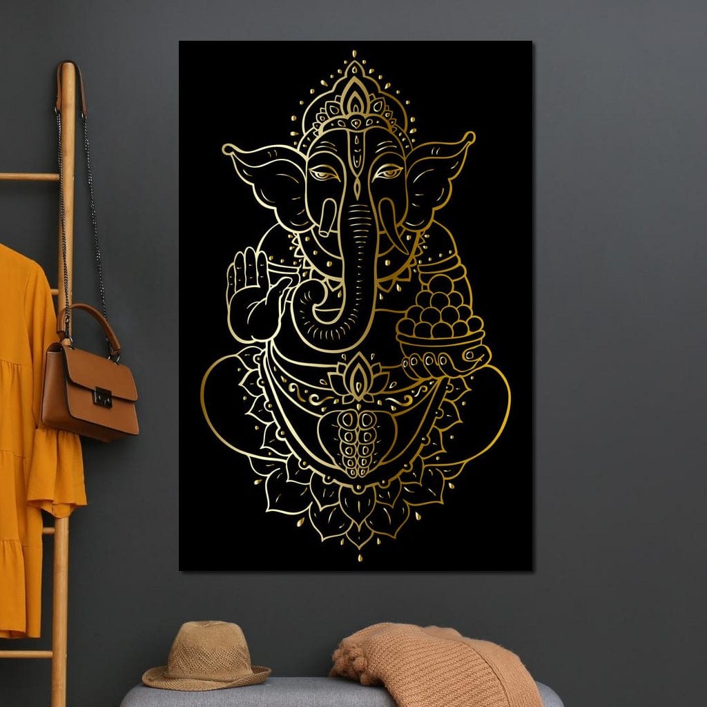 Golden Ganesha Canvas Wall Art