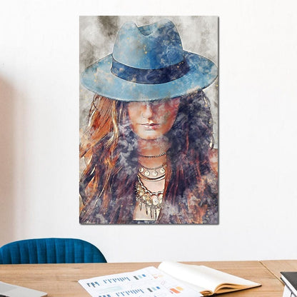 Girl in a Hat - Mateo Canvas Wall Art
