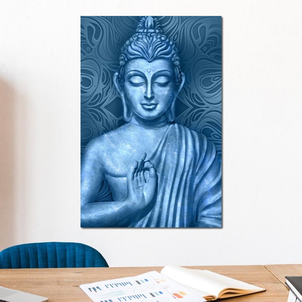 Blue Meditating Buddha Canvas Wall Art