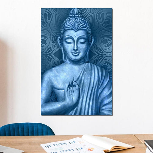 Blue Meditating Buddha Canvas Wall Art
