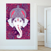 Hindu Lord Ganesha in Pink Canvas Wall Art