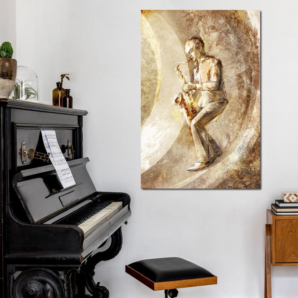 Playing the Saxophone Canvas Wall Art