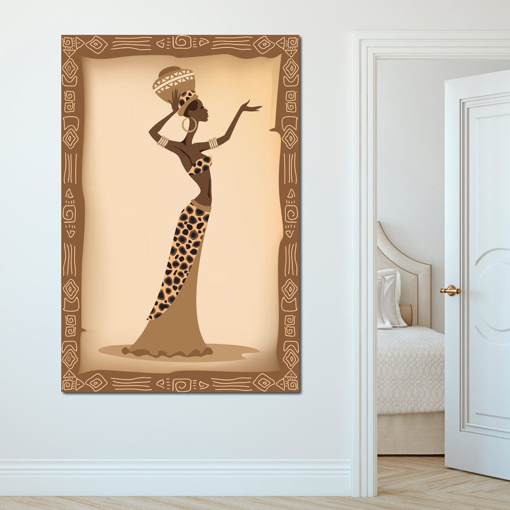 Traditional African Woman With Leopard Dress Canvas Wall Art