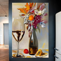 Abstract Wine & Flowers 05 Canvas Wall Art