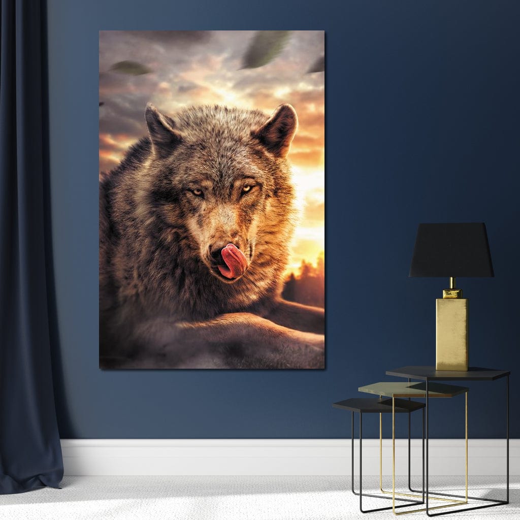 Wolf Sunset Canvas Wall Art