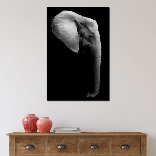 Black and White Elephant Head Canvas Wall Art