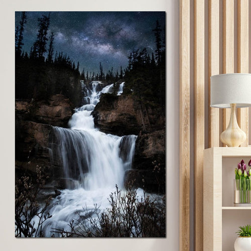 Milky Way Waterfall Canvas Wall Art