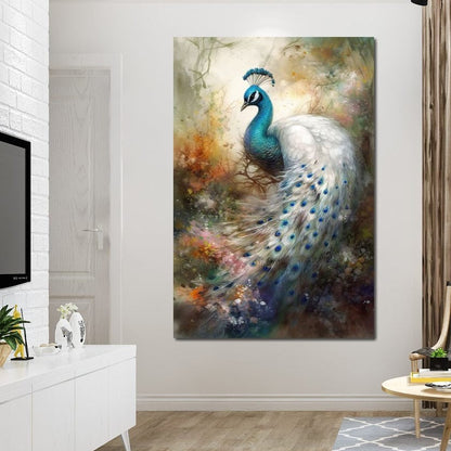Peacock Serenity Canvas Wall Art