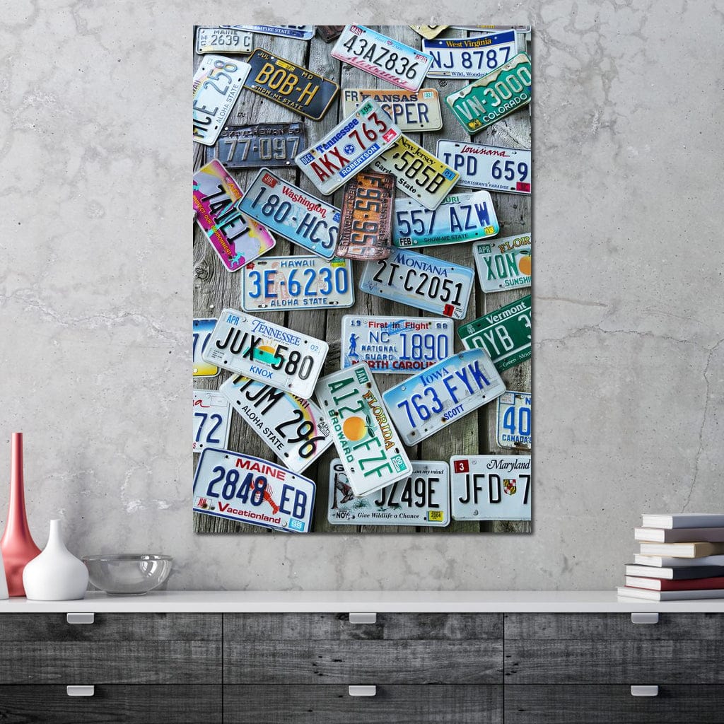 License Plates Canvas Wall Art