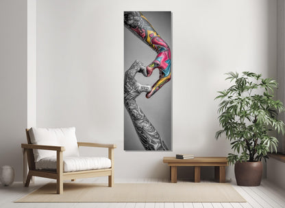 Tattoo Wall Art – Abstract Tattooed Hands Canvas Print | Framed & Ready to Hang