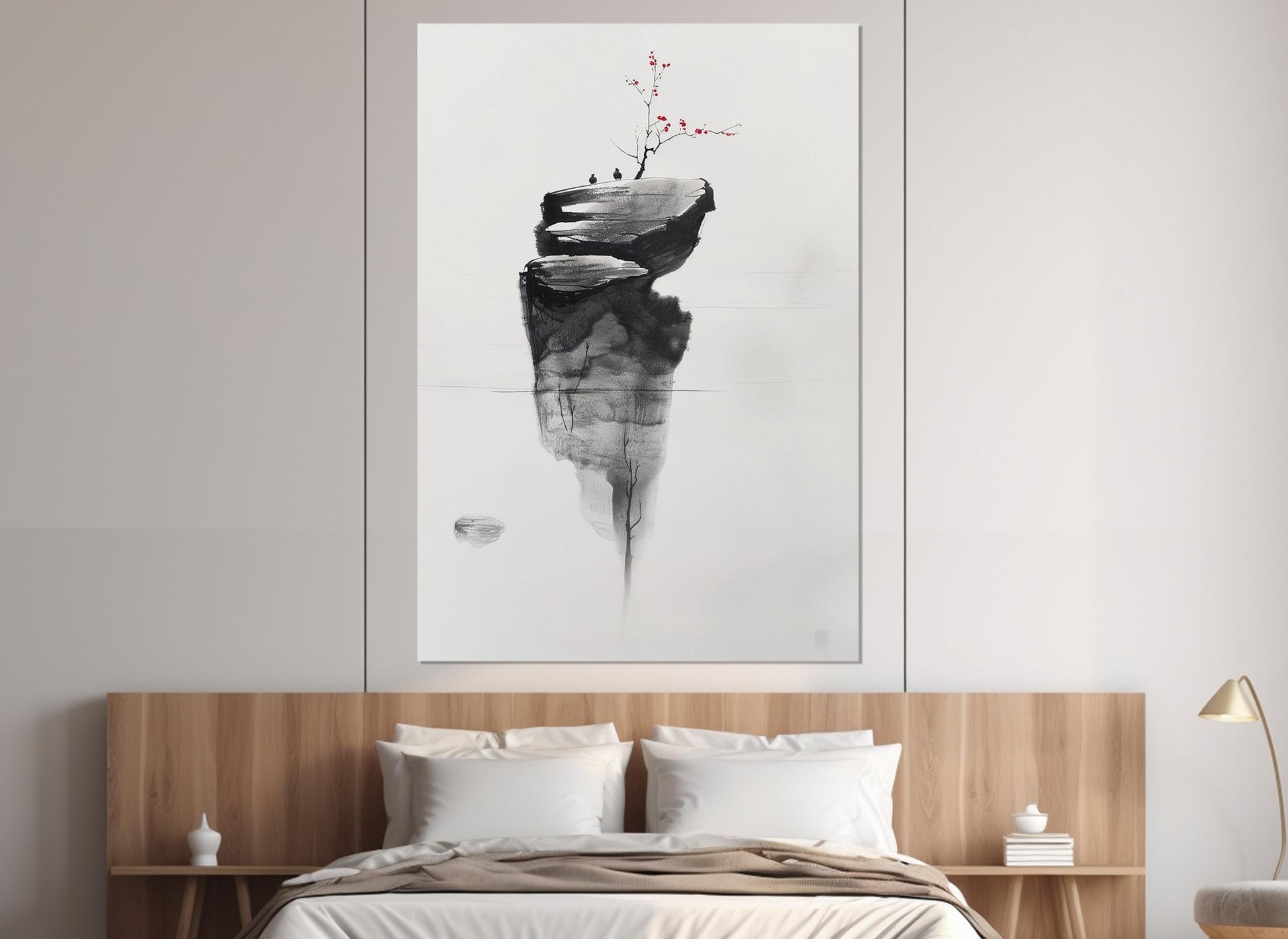 Minimalist Wall Art – Abstract Island Tree Canvas Print | Framed & Ready to Hang