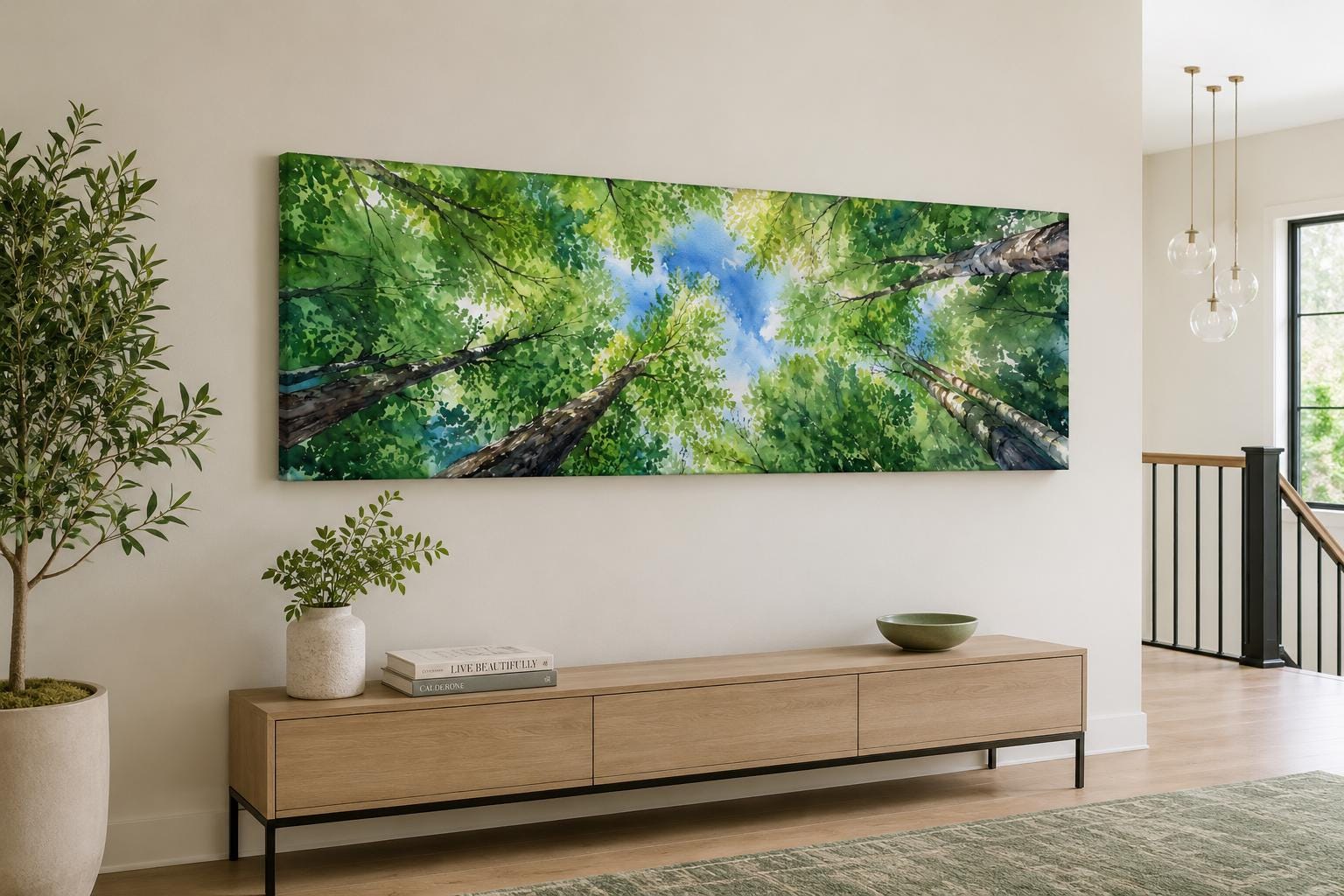 Forest Canopy Wall Art | Green Tree Wall Decor for Modern Farmhouse Spaces