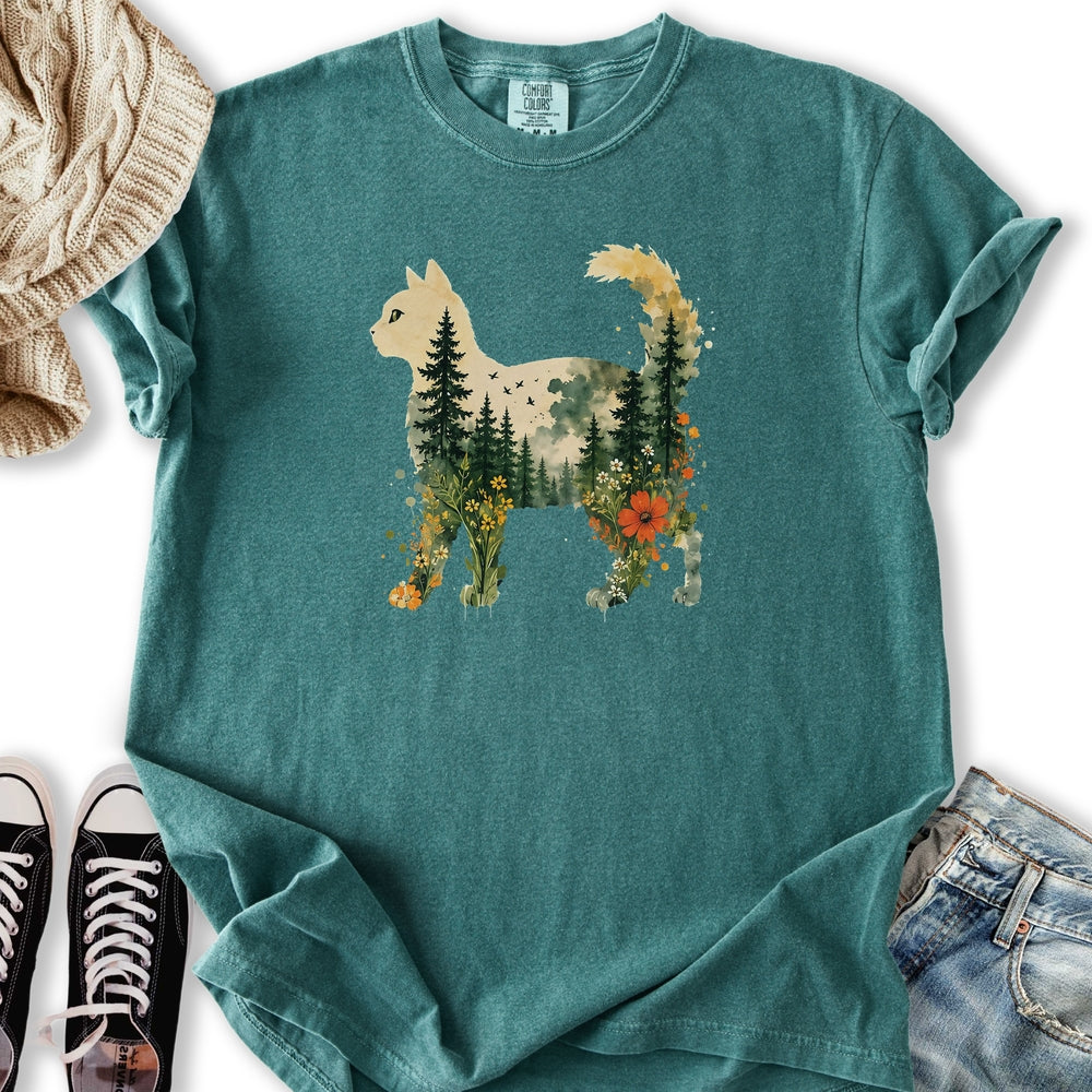 Floral Cat Sunset Relaxed Tee