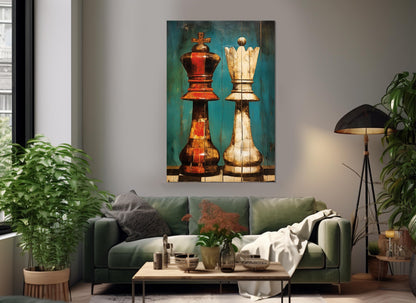 Rustic Bedroom Wall Decor – King Queen Canvas Print | Framed, Ready to Hang Art