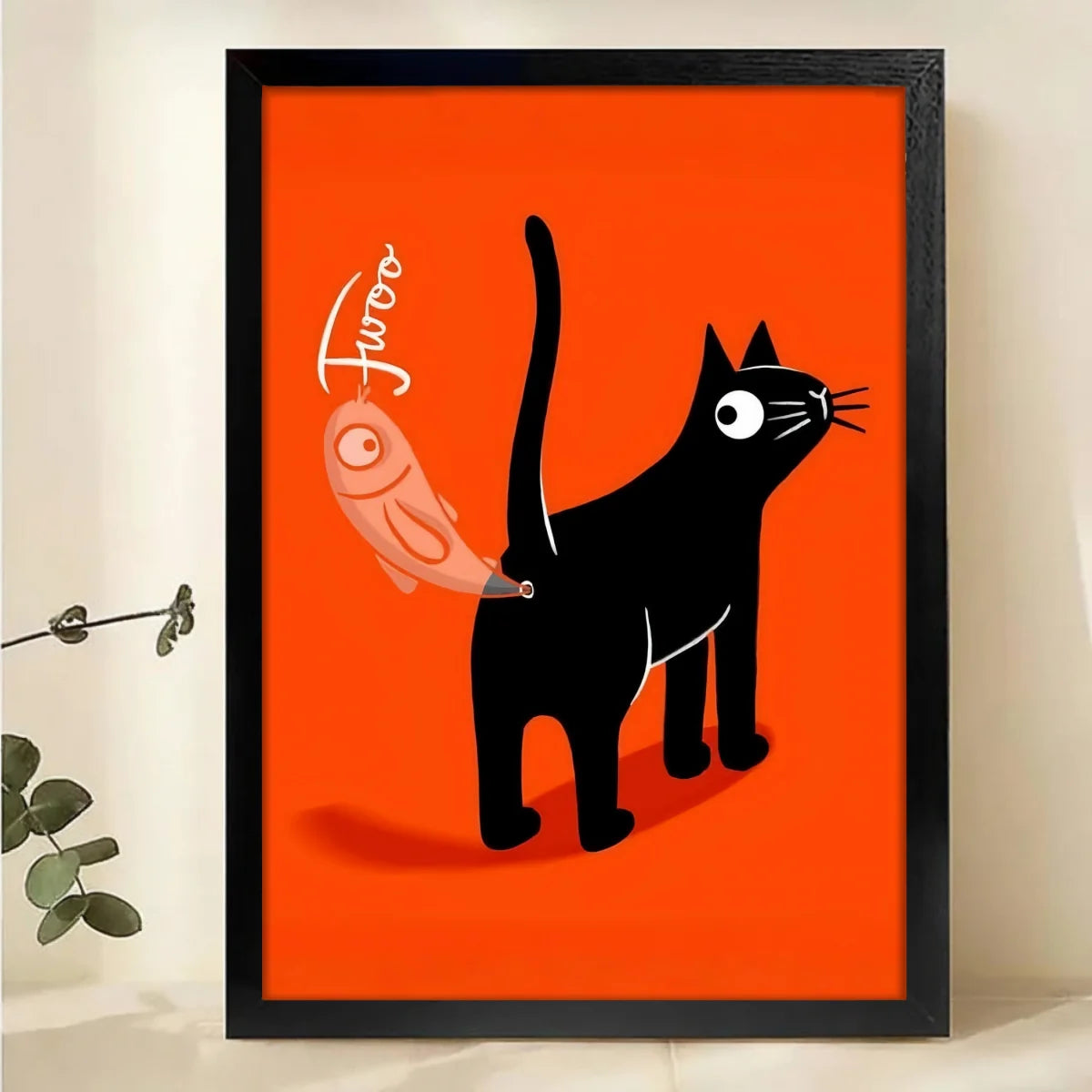 Funny Black Cat Wall Art - Quirky Cat Humor Print for Home Decor