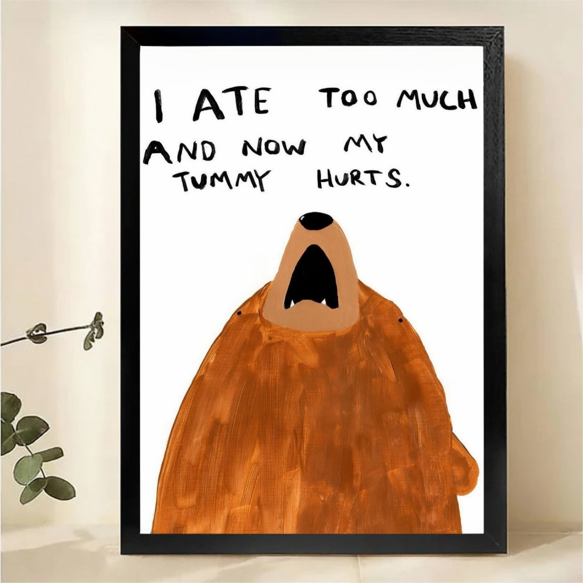 I Ate Too Much Bear Wall Art - Funny Kitchen Print