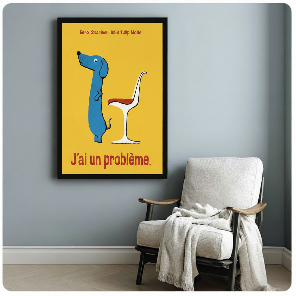 Retro Dachshund Funny French Quote Canvas Wall Art