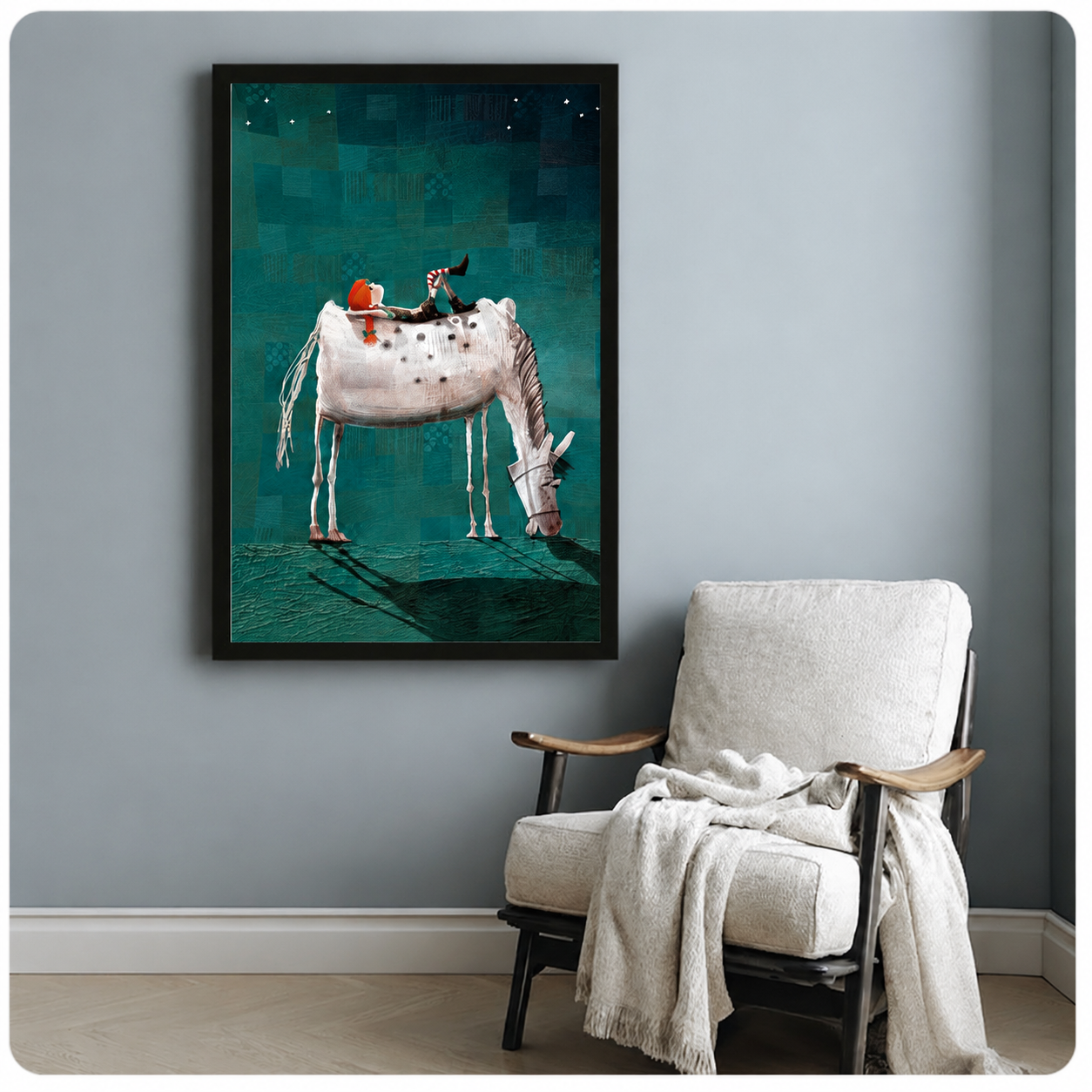 Elf Riding White Horse Dreamy Fantasy Canvas Wall Art