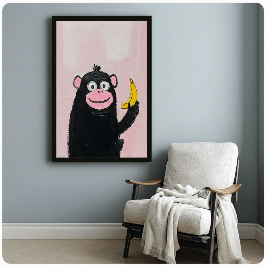 Monkey Banana Pop Art Canvas Wall Art