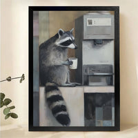 Raccoon at Water Cooler Wall Art - Funny Office Animal Print