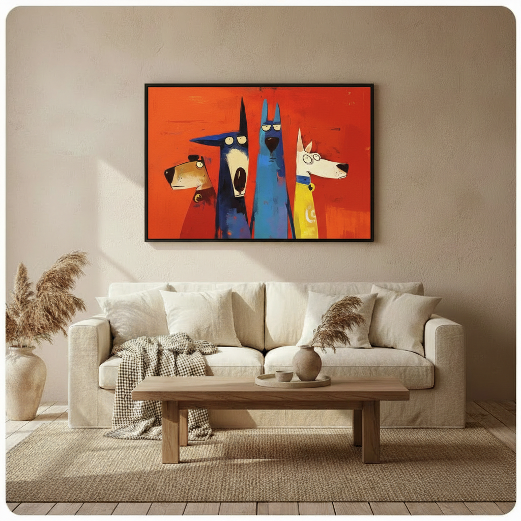 Four Dogs Pop Art Bold Canvas Wall Art