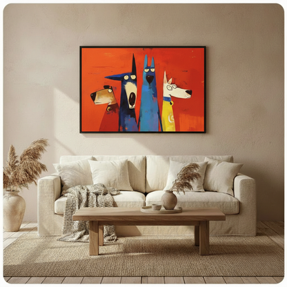Four Dogs Pop Art Bold Canvas Wall Art