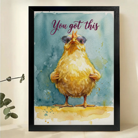 You Got This Chick Wall Art – Motivational Watercolour Bird Canvas Print on Natural Wood Frame