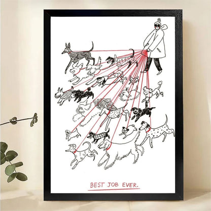 Cat in Grass Wall Art - Whimsical Nature Illustration Print