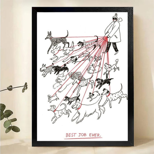 Cat in Grass Wall Art - Whimsical Nature Illustration Print