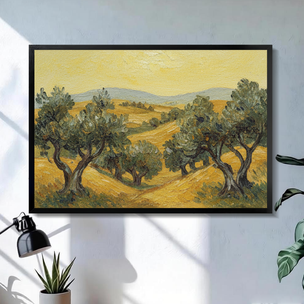 Olive Grove Landscape Canvas Wall Art – Framed