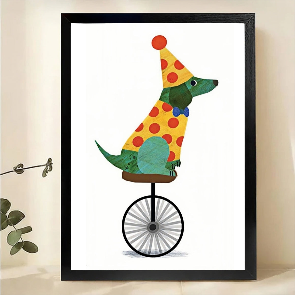 Circus Dog on Unicycle Wall Art - Whimsical Pet Print