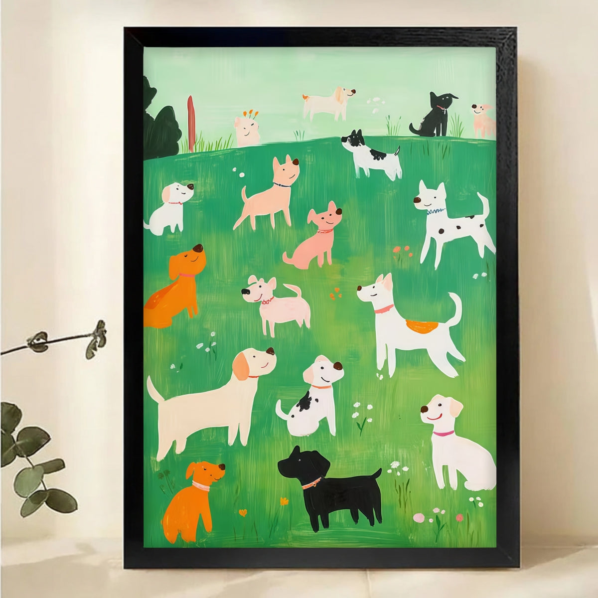 Happy Dogs in the Park Wall Art - Playful Canvas Print