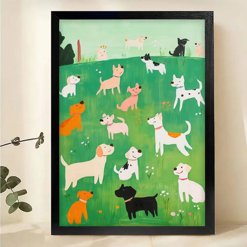 Happy Dogs in the Park Wall Art - Playful Canvas Print