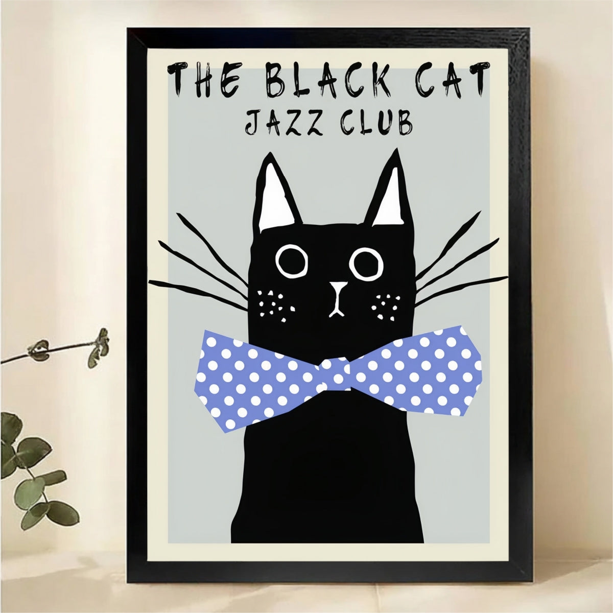 Black Cat Jazz Club Wall Art - Vintage Retro Poster Canvas Print