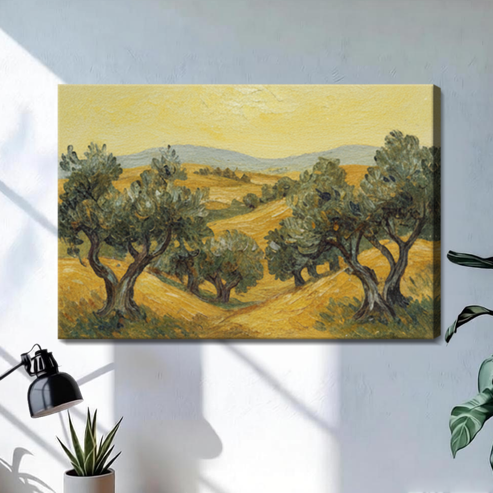 Olive Grove Landscape Canvas Wall Art – Framed