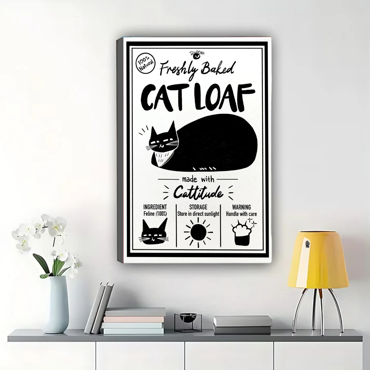 Freshly Baked Cat Loaf Wall Art - Funny Cat Lover Canvas Print