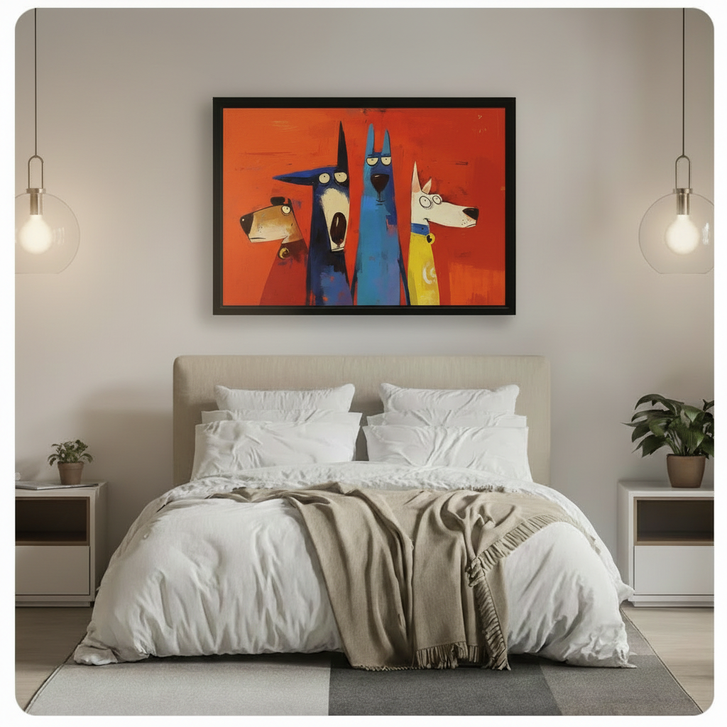 Four Dogs Pop Art Bold Canvas Wall Art