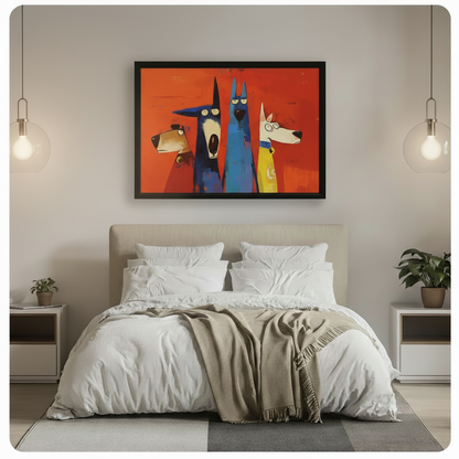 Four Dogs Pop Art Bold Canvas Wall Art