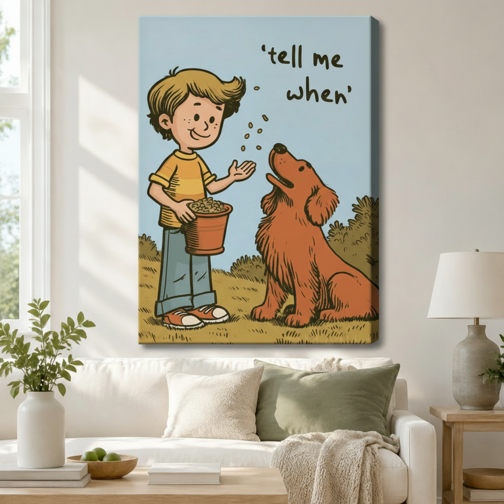 Tell Me When Boy Dog Retro Comic Canvas Art Wall Art