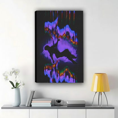 Neon Abstract Modern Art – Bold Vibrant Wall Art on Natural Wood Canvas